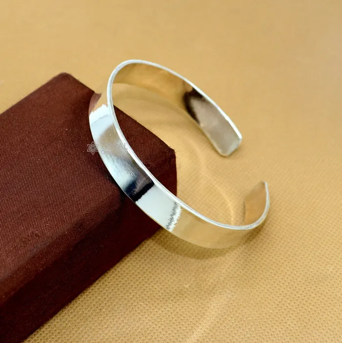 TRIBAL ORNAMENTS Bracelets 925 Sterling silver plain flat Cuff BraceletMens Silver Bangle braceletplain solid cuff kada bracelet for both mens girls cuff217