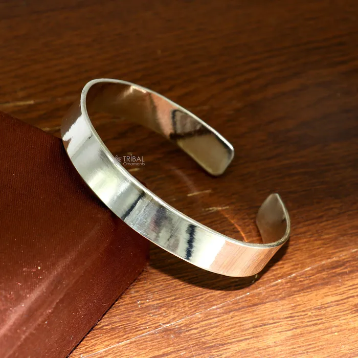 TRIBAL ORNAMENTS Bracelets 925 Sterling silver plain flat Cuff BraceletMens Silver Bangle braceletplain solid cuff kada bracelet for both mens girls cuff217