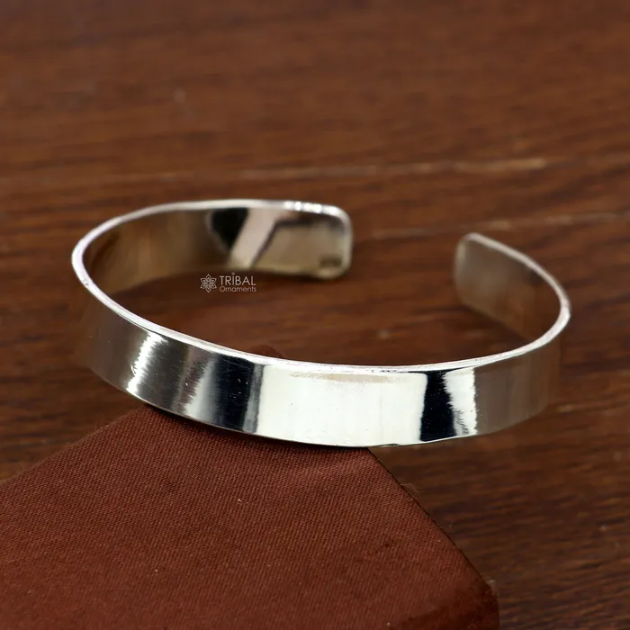 TRIBAL ORNAMENTS Bracelets 925 Sterling silver plain flat Cuff BraceletMens Silver Bangle braceletplain solid cuff kada bracelet for both mens girls cuff217