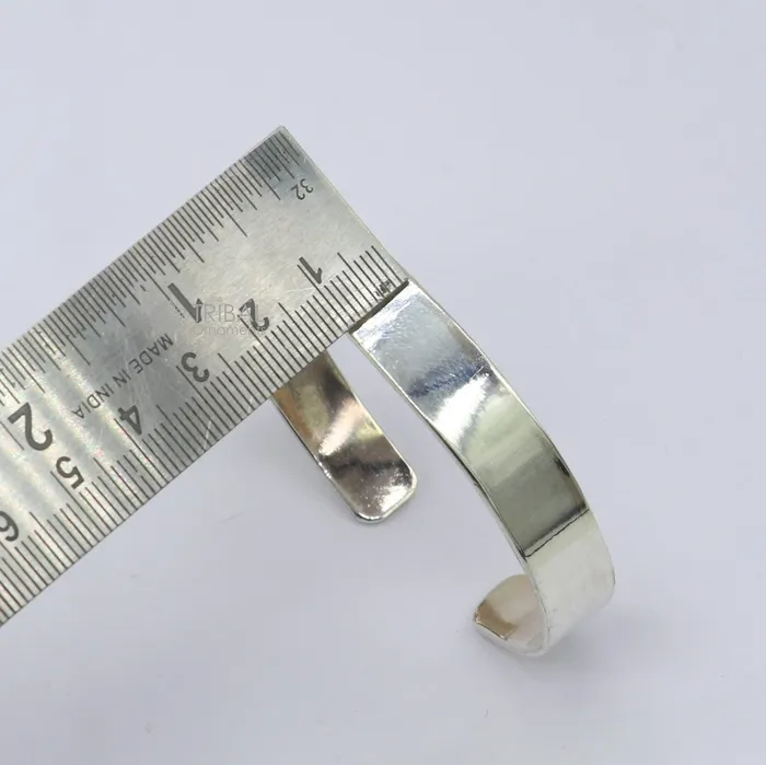 TRIBAL ORNAMENTS Bracelets 925 Sterling silver plain flat Cuff BraceletMens Silver Bangle braceletplain solid cuff kada bracelet for both mens girls cuff217