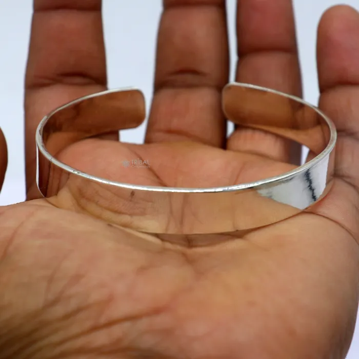 TRIBAL ORNAMENTS Bracelets 925 Sterling silver plain flat Cuff BraceletMens Silver Bangle braceletplain solid cuff kada bracelet for both mens girls cuff217