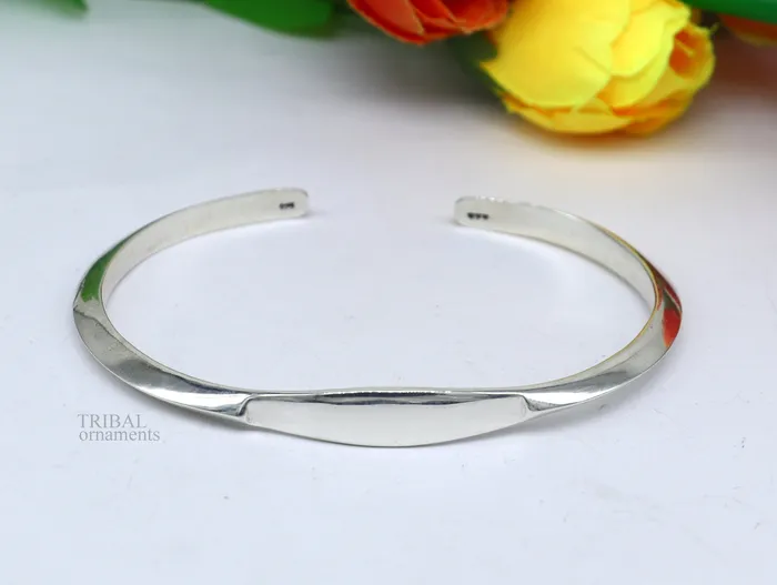 TRIBAL ORNAMENTS Bracelets 925 sterling silver plain shiny designer bangle bracelet kada excellent personalized gifting adjustable fancy bangle mens or girls cuff88