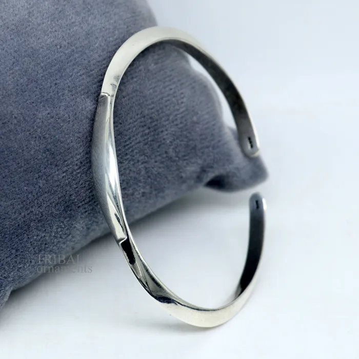 TRIBAL ORNAMENTS Bracelets 925 sterling silver plain shiny designer bangle bracelet kada excellent personalized gifting adjustable fancy bangle mens or girls cuff88