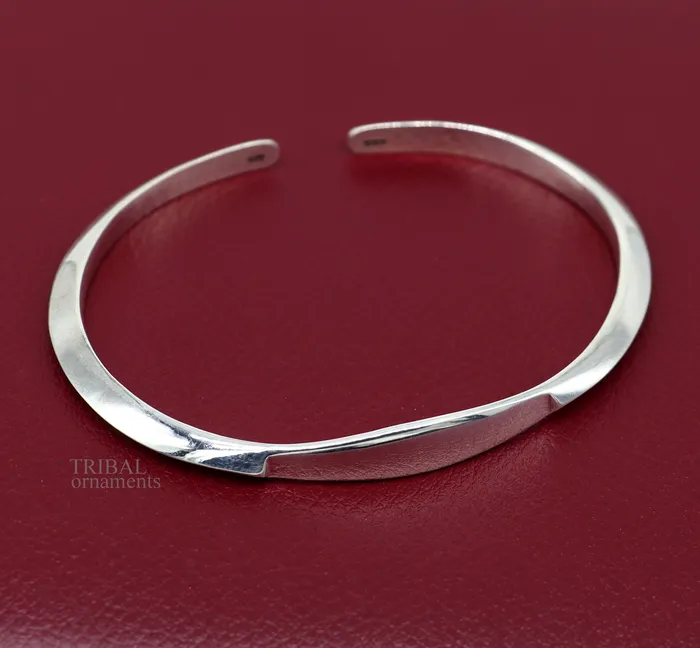 TRIBAL ORNAMENTS Bracelets 925 sterling silver plain shiny designer bangle bracelet kada excellent personalized gifting adjustable fancy bangle mens or girls cuff88