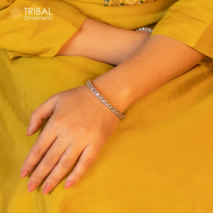 TRIBAL ORNAMENTS Bracelets 925 sterling silver qubic zircon stone wedding anniversary gifting functional bangle bracelet vintage tribal jewelry nba434 TRIBAL ORNAMENTS Bracelets 925 sterling silver qubic zircon stone wedding anniversary gifting functional bangle bracelet vintage tribal jewelry nba434