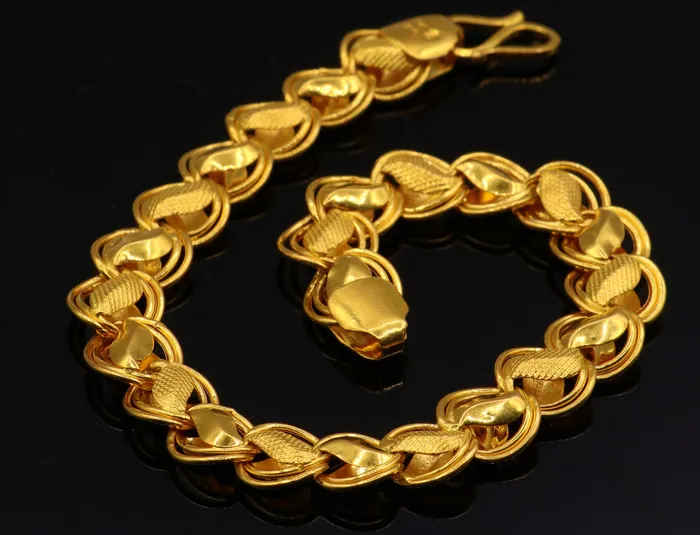 TRIBAL ORNAMENTS Bracelets Handmade Fabulous 22k yellow gold lotus design bracelet chain unisex indian stylish jewelry