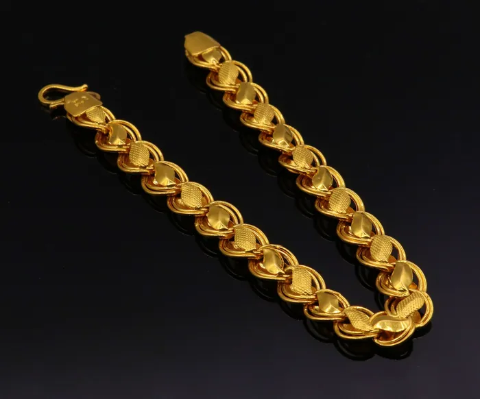 TRIBAL ORNAMENTS Bracelets Handmade Fabulous 22k yellow gold lotus design bracelet chain unisex indian stylish jewelry TRIBAL ORNAMENTS Bracelets Handmade Fabulous 22k yellow gold lotus design bracelet chain unisex indian stylish jewelry