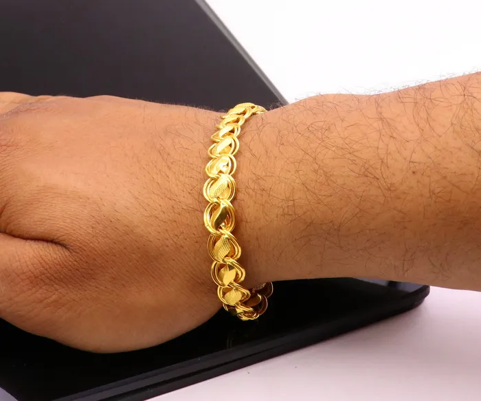TRIBAL ORNAMENTS Bracelets Handmade Fabulous 22k yellow gold lotus design bracelet chain unisex indian stylish jewelry TRIBAL ORNAMENTS Bracelets Handmade Fabulous 22k yellow gold lotus design bracelet chain unisex indian stylish jewelry