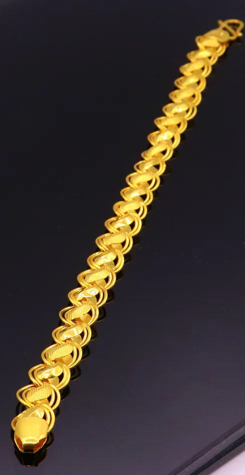 TRIBAL ORNAMENTS Bracelets Handmade Fabulous 22k yellow gold lotus design bracelet chain unisex indian stylish jewelry TRIBAL ORNAMENTS Bracelets Handmade Fabulous 22k yellow gold lotus design bracelet chain unisex indian stylish jewelry