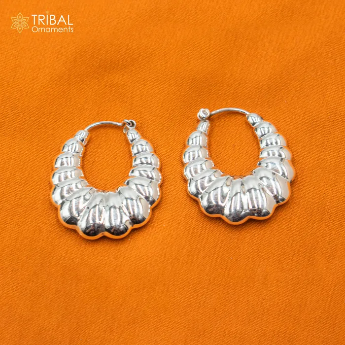 TRIBAL ORNAMENTS Earrings 925 sterling silver handmade drop dangle hoops earrings er202
