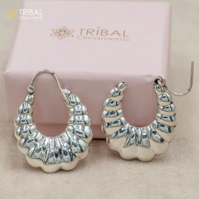 TRIBAL ORNAMENTS Earrings 925 sterling silver handmade drop dangle hoops earrings er202