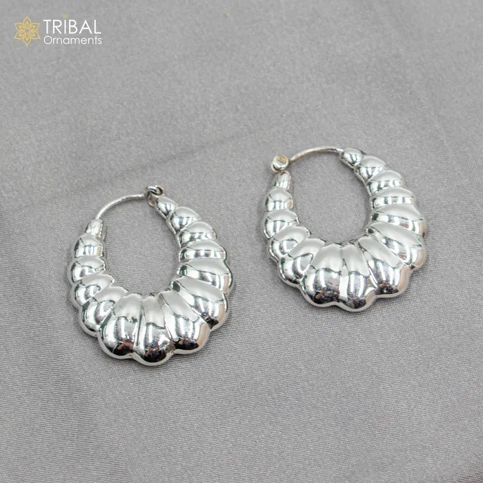 TRIBAL ORNAMENTS Earrings 925 sterling silver handmade drop dangle hoops earrings er202