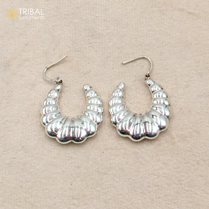 TRIBAL ORNAMENTS Earrings 925 sterling silver handmade drop dangle hoops earrings er202