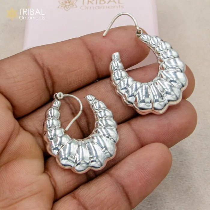 TRIBAL ORNAMENTS Earrings 925 sterling silver handmade drop dangle hoops earrings er202