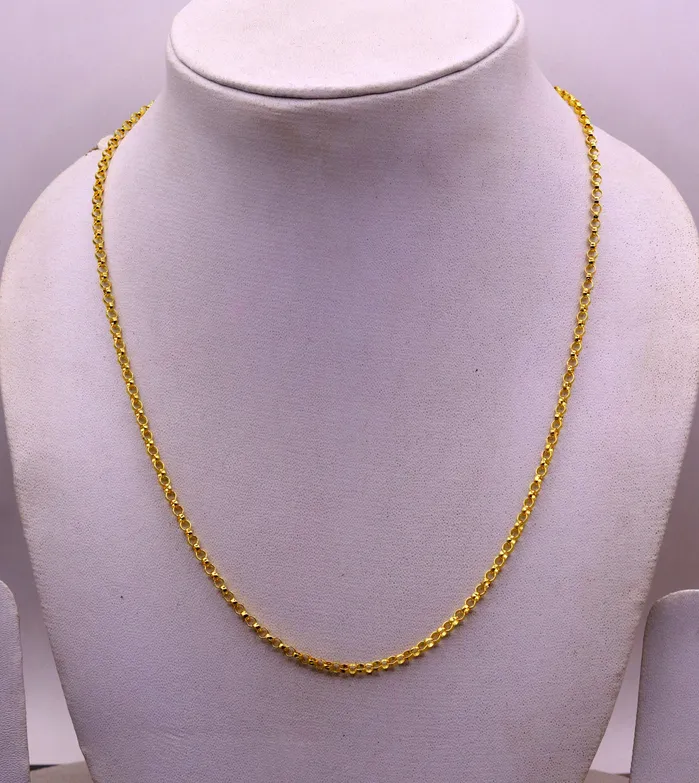 TRIBAL ORNAMENTS Handmade Genuine 22karat yellow gold gorgeous cable Rolo chain Necklace stylish chain gifting jewelry from india Necklaces