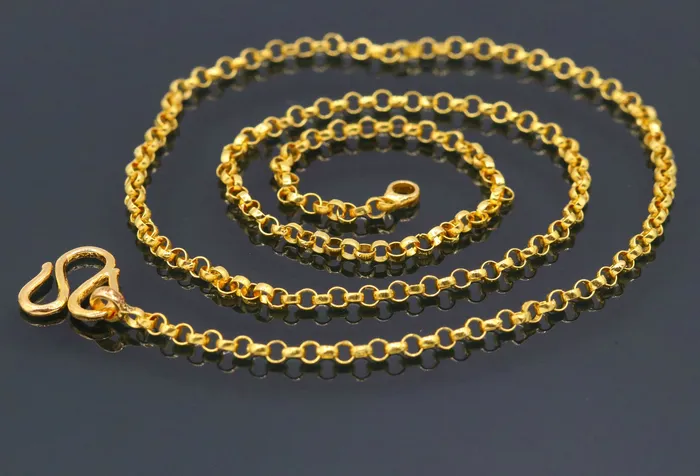 TRIBAL ORNAMENTS Handmade Genuine 22karat yellow gold gorgeous cable Rolo chain Necklace stylish chain gifting jewelry from india Necklaces