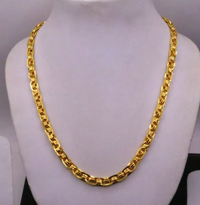 TRIBAL ORNAMENTS Necklaces 22karat yellow gold fabulous handmade designer chain necklace link chain stylish unisex jewelry from india ch215