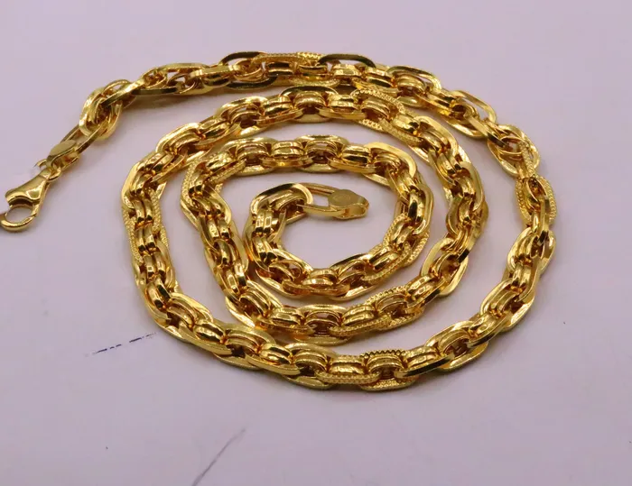 TRIBAL ORNAMENTS Necklaces 22karat yellow gold fabulous handmade designer chain necklace link chain stylish unisex jewelry from india ch215
