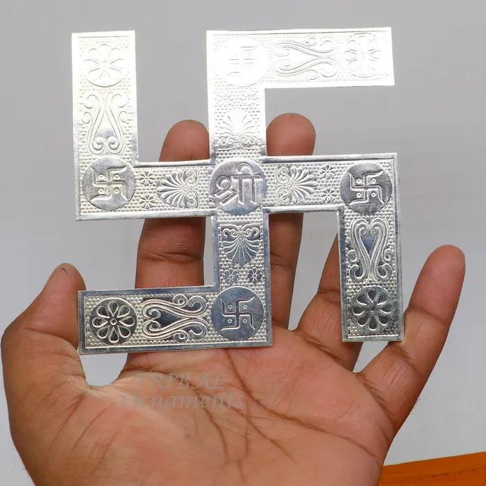 TRIBAL ORNAMENTS Necklaces 35 inches 925 sterling silver handmade swastika amazing divine holy swastik for your home and temple su0892