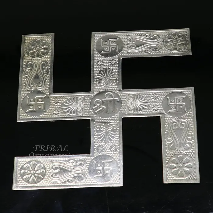 TRIBAL ORNAMENTS Necklaces 35 inches 925 sterling silver handmade swastika amazing divine holy swastik for your home and temple su0892
