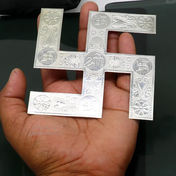 TRIBAL ORNAMENTS Necklaces 35 inches 925 sterling silver handmade swastika amazing divine holy swastik for your home and temple su0892