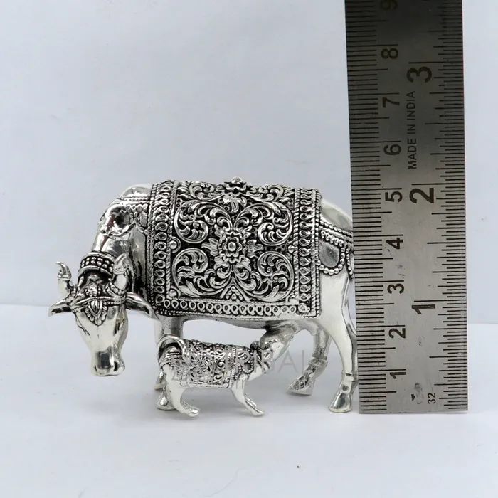 TRIBAL ORNAMENTS Necklaces 3 x 2 cow 925 sterling silver Kamdhenu cow deitys cow wishing cow silver worshipping article for wealth and prosperity art631