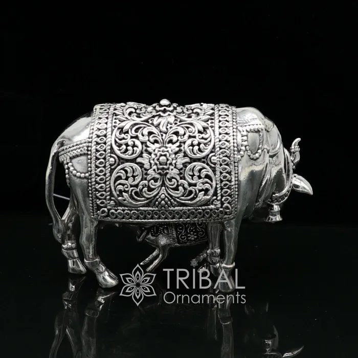 TRIBAL ORNAMENTS Necklaces 3 x 2 cow 925 sterling silver Kamdhenu cow deitys cow wishing cow silver worshipping article for wealth and prosperity art631