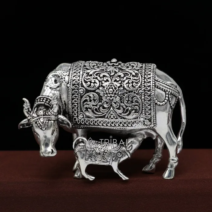 TRIBAL ORNAMENTS Necklaces 3 x 2 cow 925 sterling silver Kamdhenu cow deitys cow wishing cow silver worshipping article for wealth and prosperity art631
