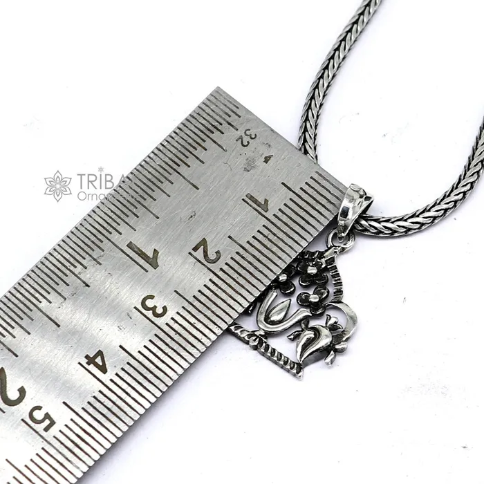 TRIBAL ORNAMENTS Necklaces 925 pure silver Divine Swaminarayana pendant best gifting pendant wheat chain necklace locket best gifting delicate unisex jewelry NSP731