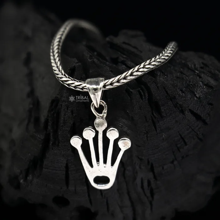 TRIBAL ORNAMENTS Necklaces 925 pure silver KING CROWN pendant best gifting pendant wheat chain necklace locket best gifting delicate unisex jewelry nsp726 TRIBAL ORNAMENTS Necklaces 925 pure silver KING CROWN pendant best gifting pendant wheat chain necklace locket best gifting delicate unisex jewelry nsp726