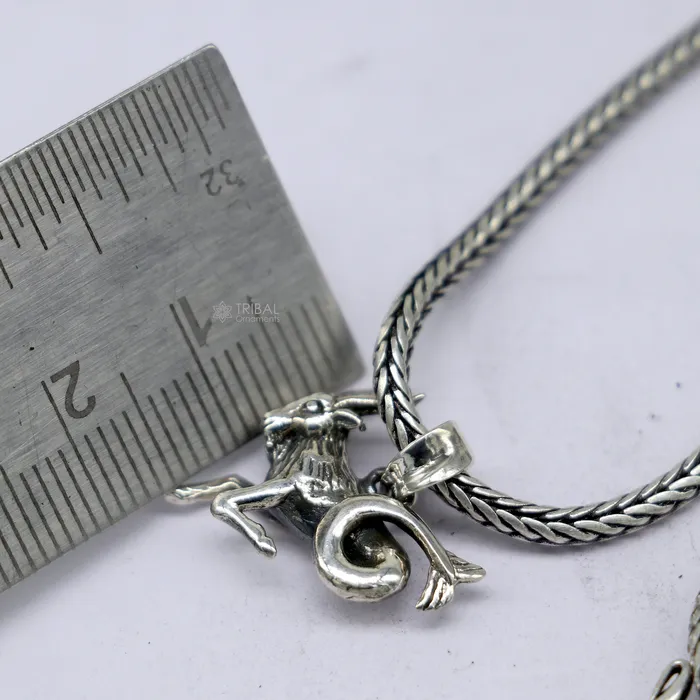 TRIBAL ORNAMENTS Necklaces 925 pure silver Silver Zodiac Horoscope Capricorn Sign symbol pendant wheat chain necklace locket best gifting delicate jewelry nsp735