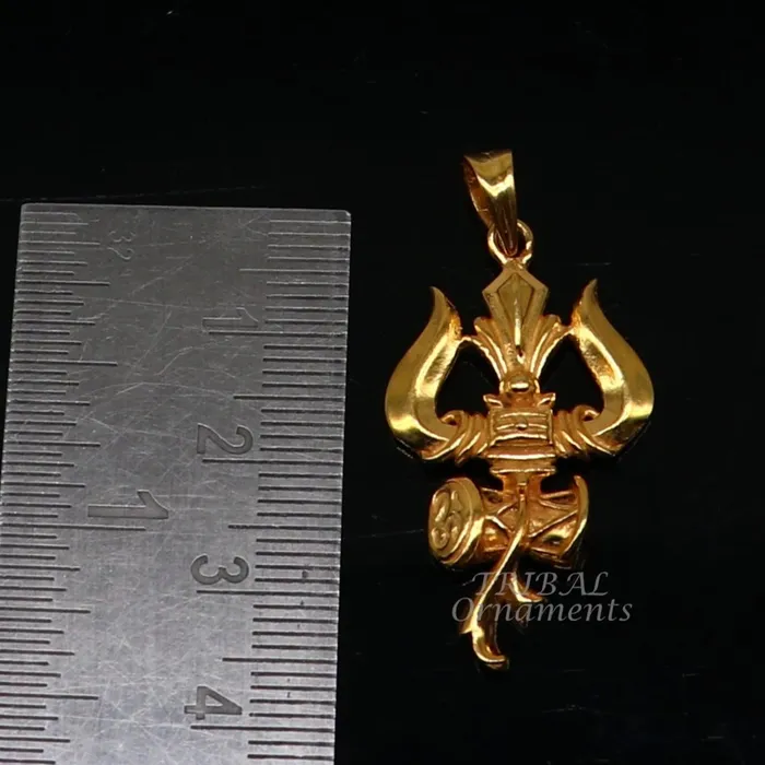 TRIBAL ORNAMENTS Necklaces 925 sterling silver Gold polished idol Lord Shiva trident pendant amazing vintage design gifting pendant customized god jewelry ssp541