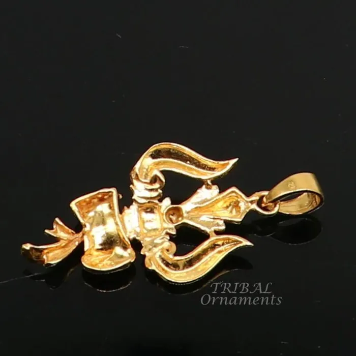 TRIBAL ORNAMENTS Necklaces 925 sterling silver Gold polished idol Lord Shiva trident pendant amazing vintage design gifting pendant customized god jewelry ssp541