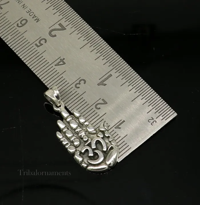 TRIBAL ORNAMENTS Necklaces 925 sterling silver handmade divine hand palm with AUM excellent unique design pendant blessing palm pendant from india ssp910
