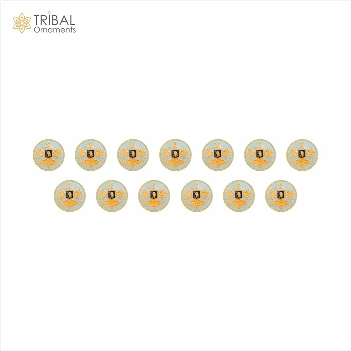 TRIBAL ORNAMENTS Necklaces 925 Sterling silver handmade gorgeous royal Rathore logo design buttons set of 13 pc for mens coat or suit best jewelry for all occasions btn63 TRIBAL ORNAMENTS Necklaces 925 Sterling silver handmade gorgeous royal Rathore logo design buttons set of 13 pc for mens coat or suit best jewelry for all occasions btn63
