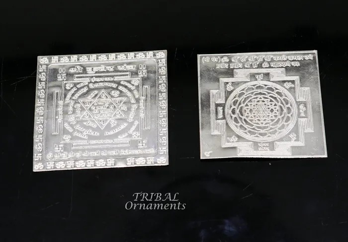 TRIBAL ORNAMENTS Necklaces 925 sterling silver handmade idol Shree kubera or shri Yantram holy divine yantram for wealth and prosperity puja article su884