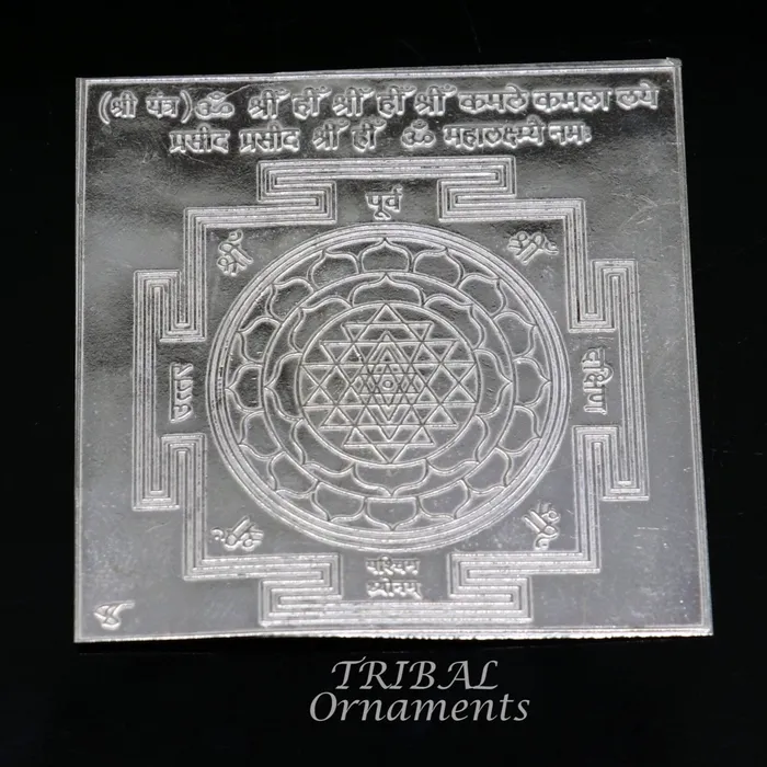 TRIBAL ORNAMENTS Necklaces 925 sterling silver handmade idol Shree kubera or shri Yantram holy divine yantram for wealth and prosperity puja article su884