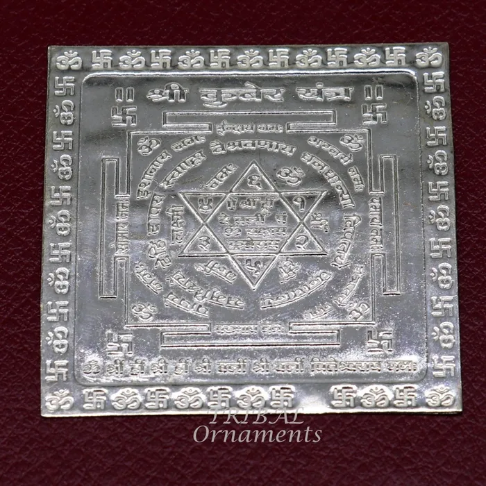 TRIBAL ORNAMENTS Necklaces 925 sterling silver handmade idol Shree kubera or shri Yantram holy divine yantram for wealth and prosperity puja article su884