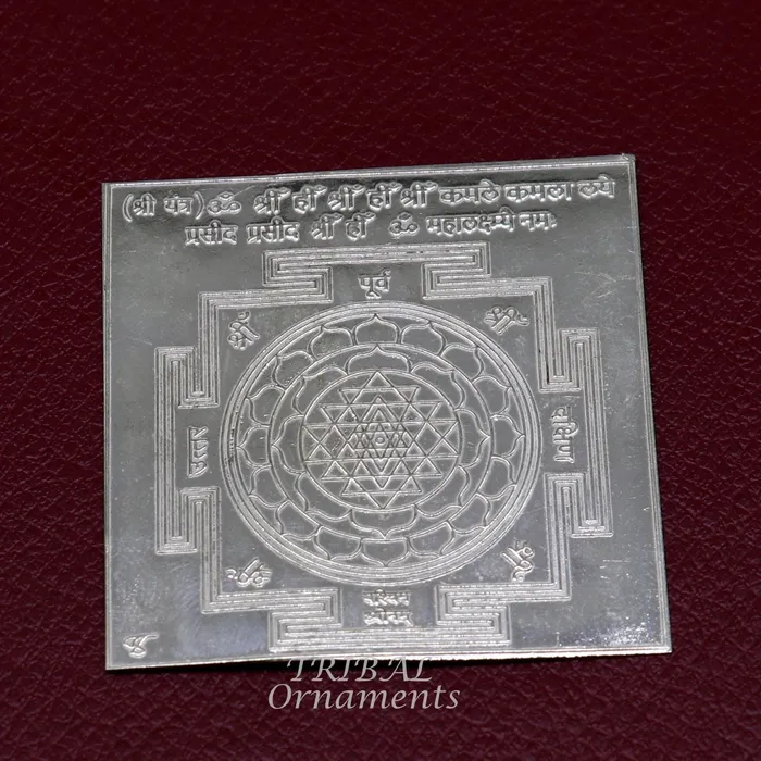 TRIBAL ORNAMENTS Necklaces 925 sterling silver handmade idol Shree kubera or shri Yantram holy divine yantram for wealth and prosperity puja article su884