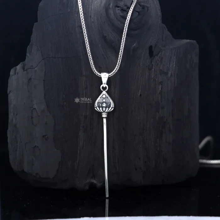 TRIBAL ORNAMENTS Necklaces 925 Sterling silver handmade Kartikeya murugan weapon pendant nsp879