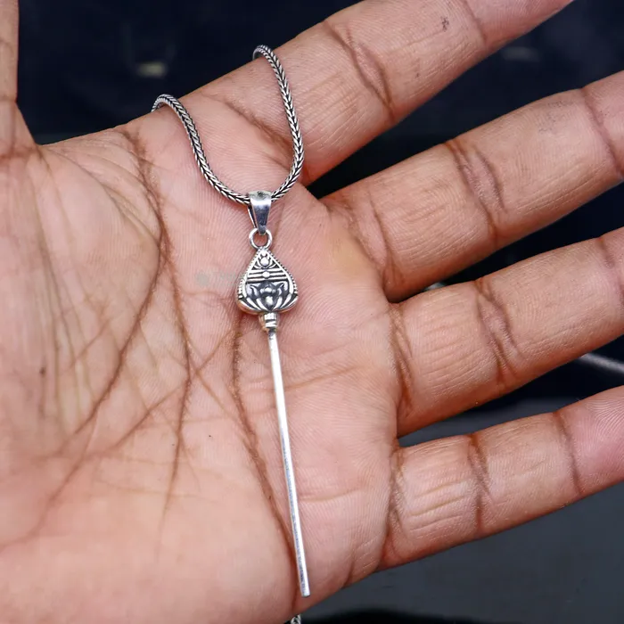 TRIBAL ORNAMENTS Necklaces 925 Sterling silver handmade Kartikeya murugan weapon pendant nsp879