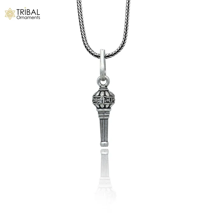 TRIBAL ORNAMENTS Necklaces 925 sterling silver handmade Lord hanuman mace gotagada sakha design stylish pendant nsp994 TRIBAL ORNAMENTS Necklaces 925 sterling silver handmade Lord hanuman mace gotagada sakha design stylish pendant nsp994