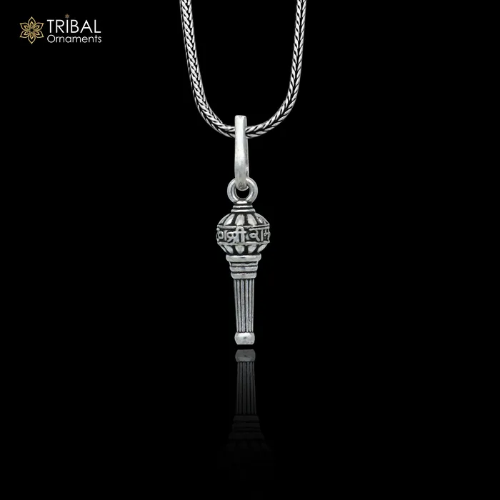 TRIBAL ORNAMENTS Necklaces 925 sterling silver handmade Lord hanuman mace gotagada sakha design stylish pendant nsp994 TRIBAL ORNAMENTS Necklaces 925 sterling silver handmade Lord hanuman mace gotagada sakha design stylish pendant nsp994