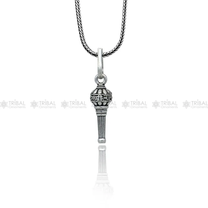 TRIBAL ORNAMENTS Necklaces 925 sterling silver handmade Lord hanuman mace gotagada sakha design stylish pendant nsp994 TRIBAL ORNAMENTS Necklaces 925 sterling silver handmade Lord hanuman mace gotagada sakha design stylish pendant nsp994