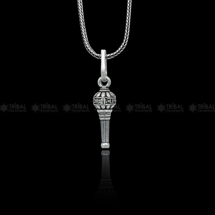 TRIBAL ORNAMENTS Necklaces 925 sterling silver handmade Lord hanuman mace gotagada sakha design stylish pendant nsp994 TRIBAL ORNAMENTS Necklaces 925 sterling silver handmade Lord hanuman mace gotagada sakha design stylish pendant nsp994