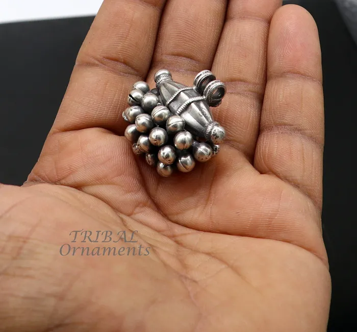 TRIBAL ORNAMENTS Necklaces 925 sterling silver handmade Vintage cultural ethnic style pendant locket pendant with gorgeous hanging drops tribal ethnic jewelry nsp558