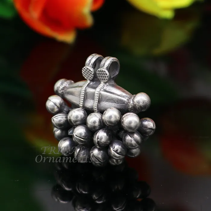 TRIBAL ORNAMENTS Necklaces 925 sterling silver handmade Vintage cultural ethnic style pendant locket pendant with gorgeous hanging drops tribal ethnic jewelry nsp558