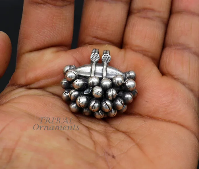 TRIBAL ORNAMENTS Necklaces 925 sterling silver handmade Vintage cultural ethnic style pendant locket pendant with gorgeous hanging drops tribal ethnic jewelry nsp558