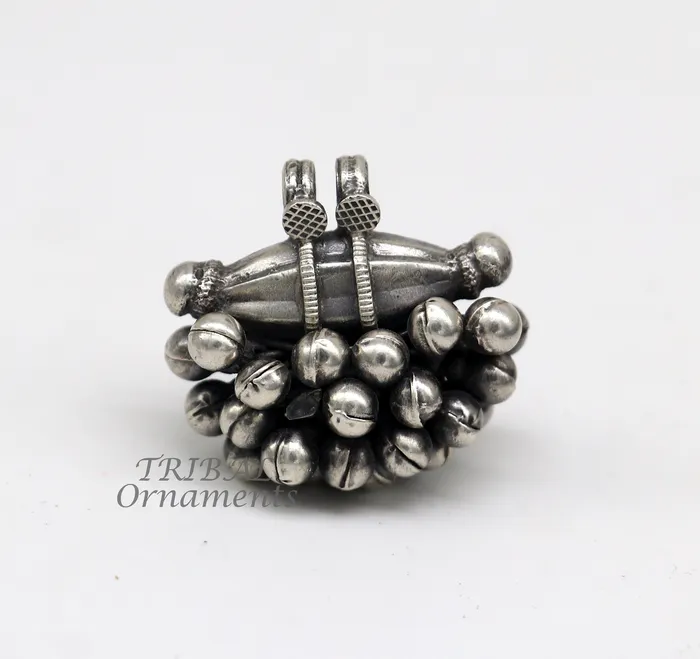 TRIBAL ORNAMENTS Necklaces 925 sterling silver handmade Vintage cultural ethnic style pendant locket pendant with gorgeous hanging drops tribal ethnic jewelry nsp558