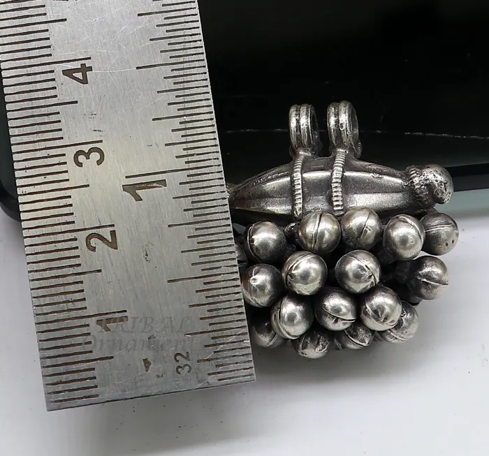 TRIBAL ORNAMENTS Necklaces 925 sterling silver handmade Vintage cultural ethnic style pendant locket pendant with gorgeous hanging drops tribal ethnic jewelry nsp558